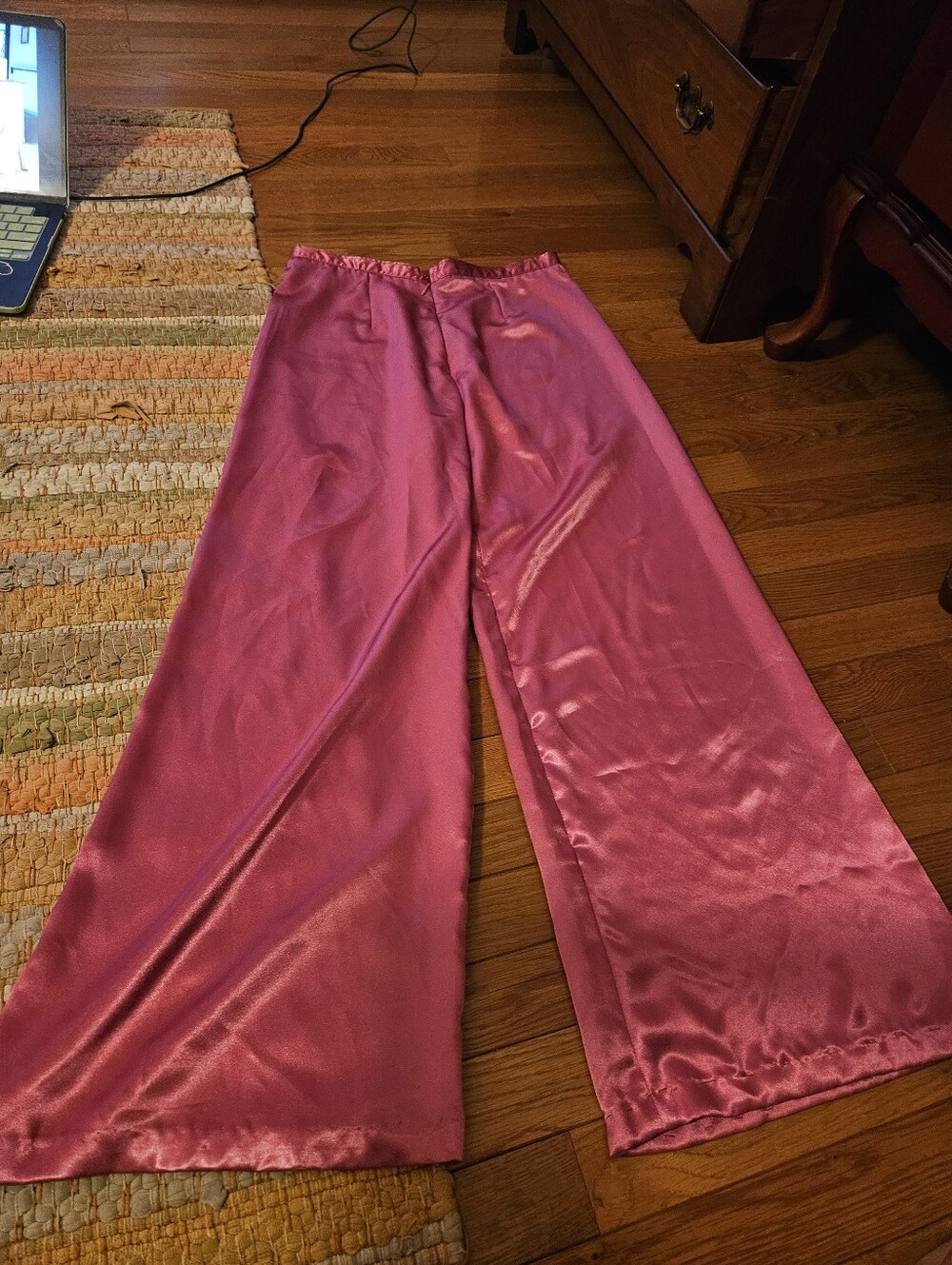 Handmade Silk Wide Leg Pants in Pink